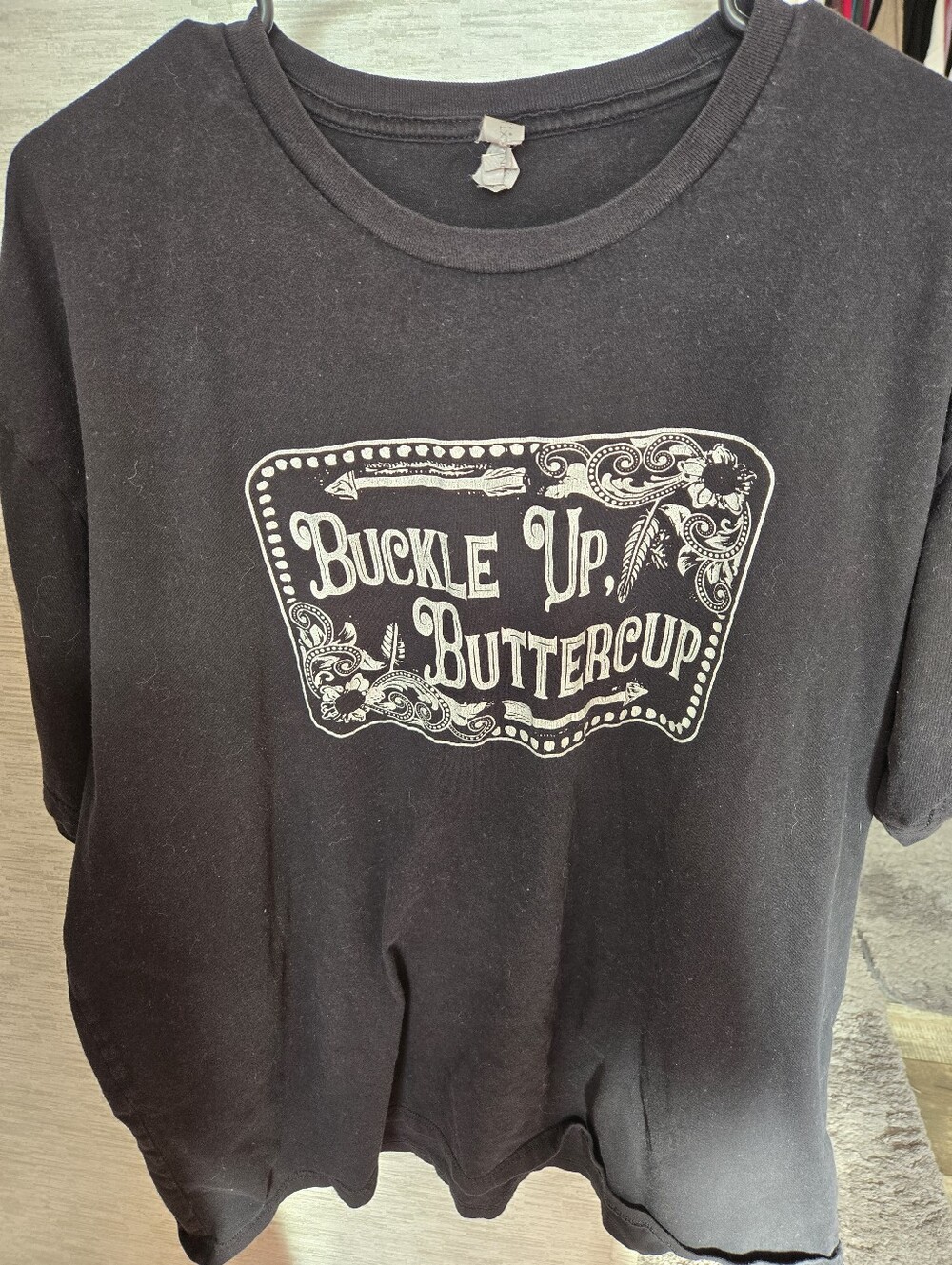 Buckle Up Buttercup Graphic Tee - Black - Adults Shirt